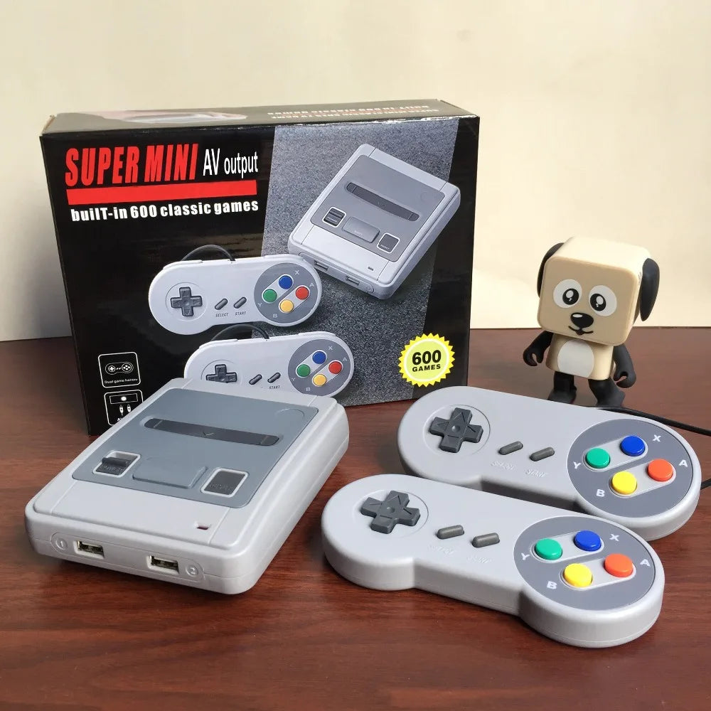Retro Mini TV Game Console – 600 Built-In 8-Bit Games | AV Output | SNES-Style Design