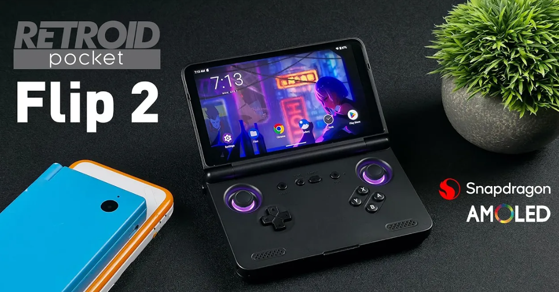 Retroid Pocket Flip 2 | 5.5" AMOLED 1080p Folding Handheld – 5000mAh Battery | WiFi