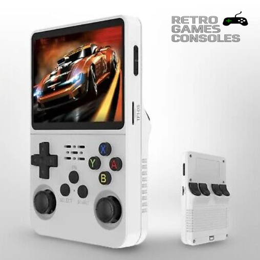 R36S retro handheld gaming console front view – 3.5-inch screen with colorful buttons