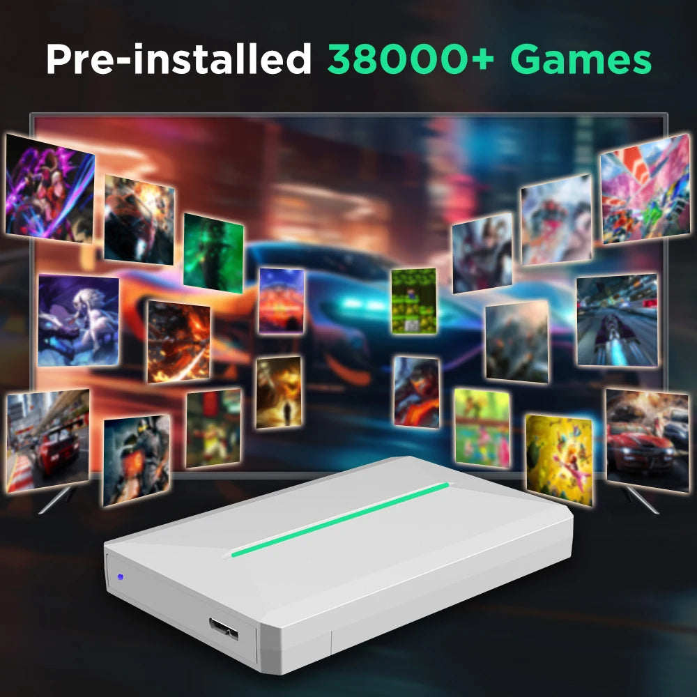 Retro Gaming Hard Drive for PC & Consoles – 38,000+ Games + 42 PC Titles | Works with PS3, PS2, Switch, Dreamcast, Wii U & More