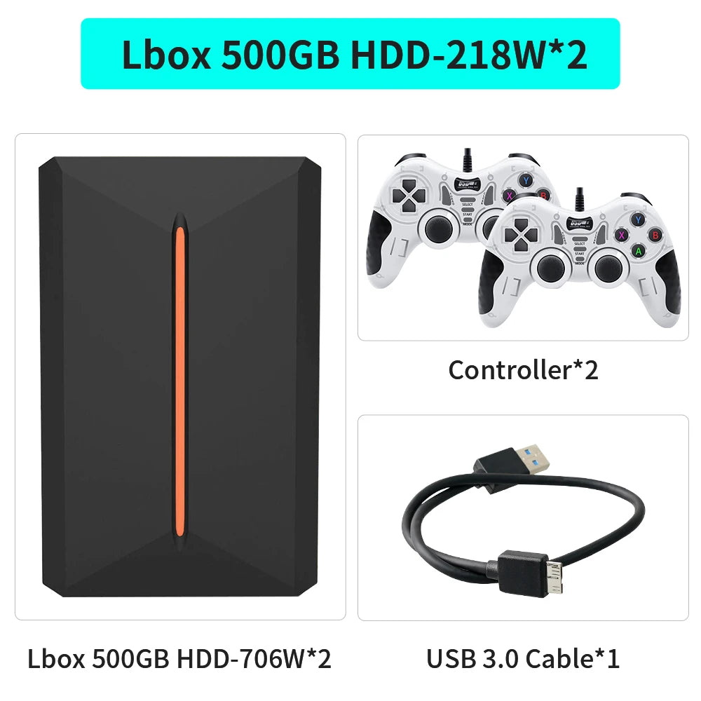 500GB Retro Gaming HDD LaunchBox – 3,700+ 3D & Classic Games | Works with PS4, PS3, PS2, Wii, N64, & Windows PC