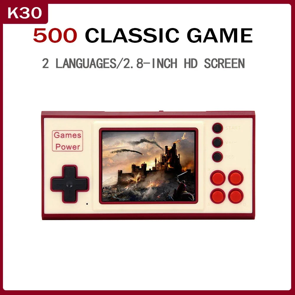 K30 Handheld Retro Game Console – 500 Built-In Games | 2.8" Screen | TV Output
