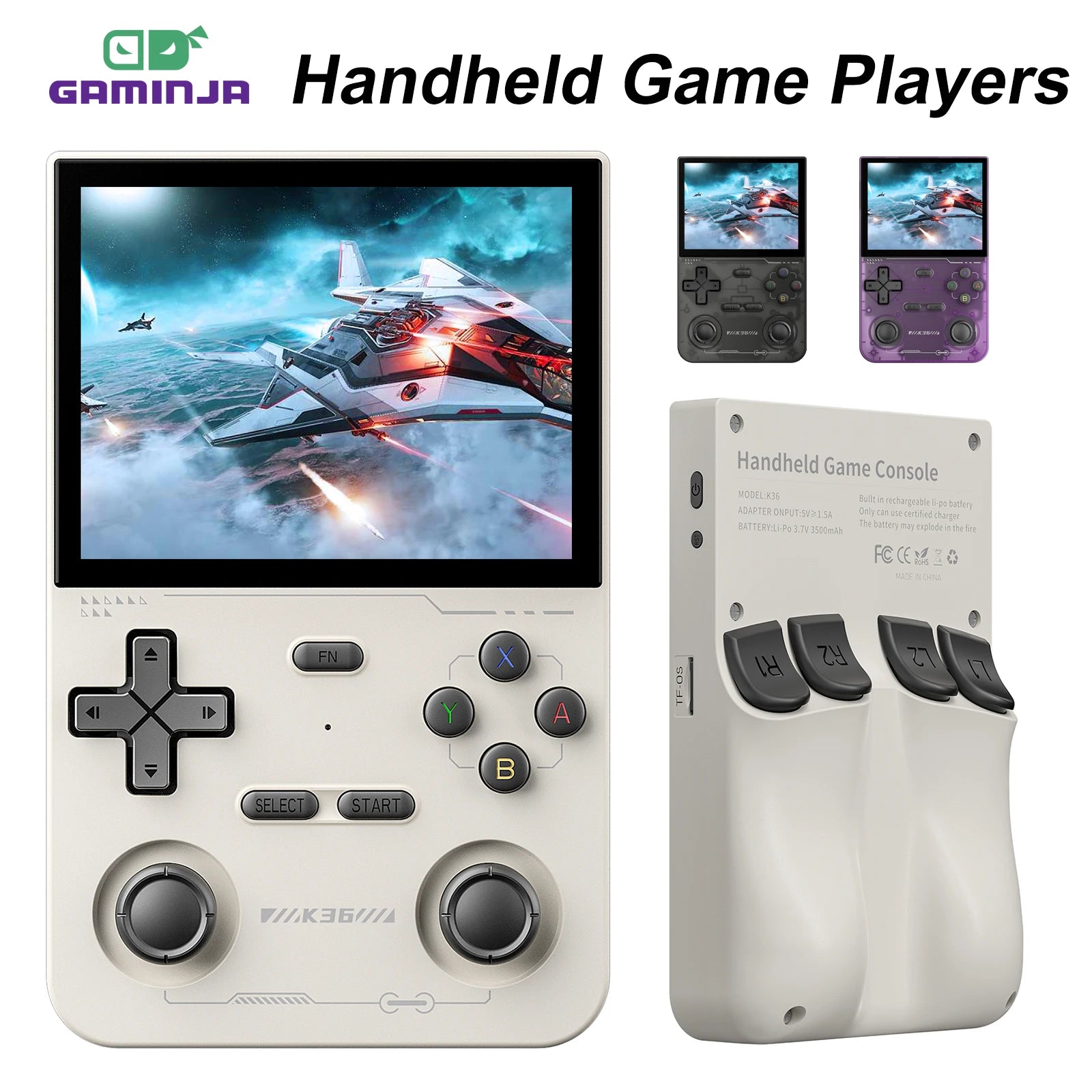 Gaminja | Retro Handheld Game Console – 16,000 Classic Games | 3.5" IPS Screen | PS1/PSP/DC/N64/SS Emulator