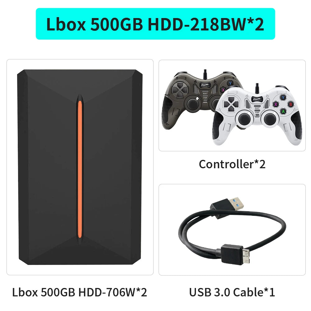 500GB Retro Gaming HDD LaunchBox – 3,700+ 3D & Classic Games | Works with PS4, PS3, PS2, Wii, N64, & Windows PC