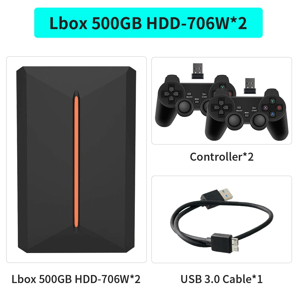 500GB Retro Gaming HDD LaunchBox – 3,700+ 3D & Classic Games | Works with PS4, PS3, PS2, Wii, N64, & Windows PC