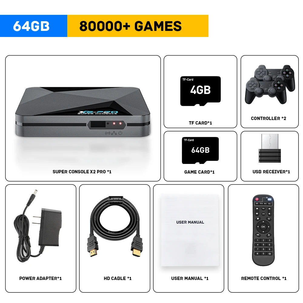 X2 Pro – Retro Game System with 100,000+ Games | 4K HD Output