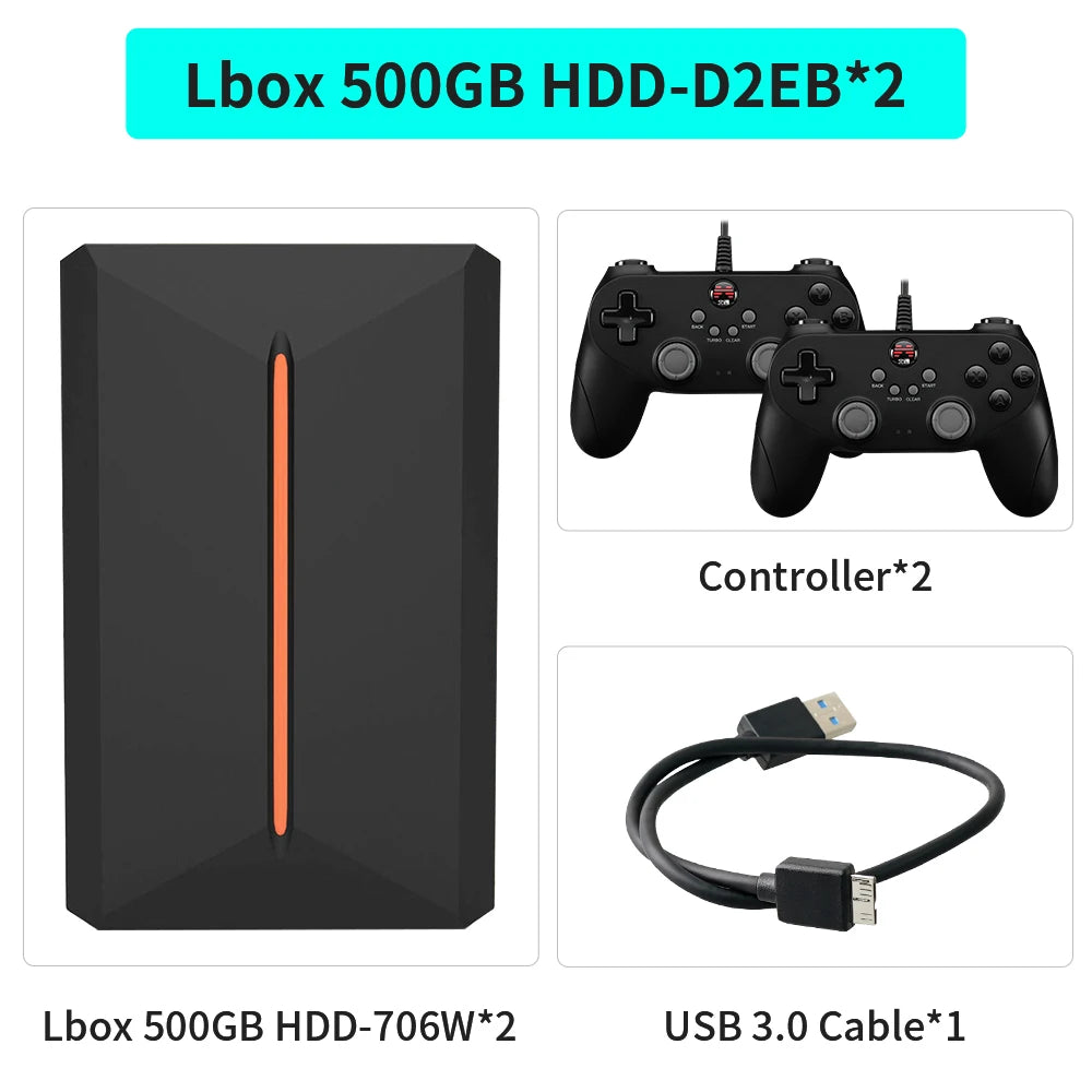 500GB Retro Gaming HDD LaunchBox – 3,700+ 3D & Classic Games | Works with PS4, PS3, PS2, Wii, N64, & Windows PC