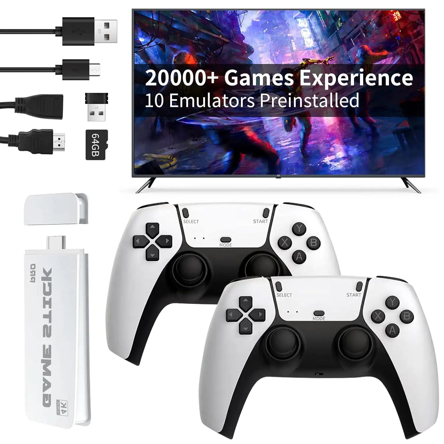 M15 Plus Game Stick Pro – 30,000+ Retro Games | 4K HD Output | Mini TV Emulator Console