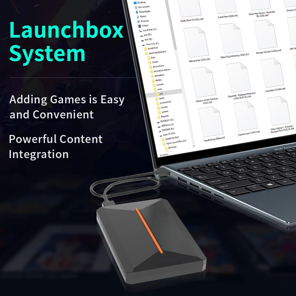 500GB Retro Gaming HDD LaunchBox – 3,700+ 3D & Classic Games | Works with PS4, PS3, PS2, Wii, N64, & Windows PC