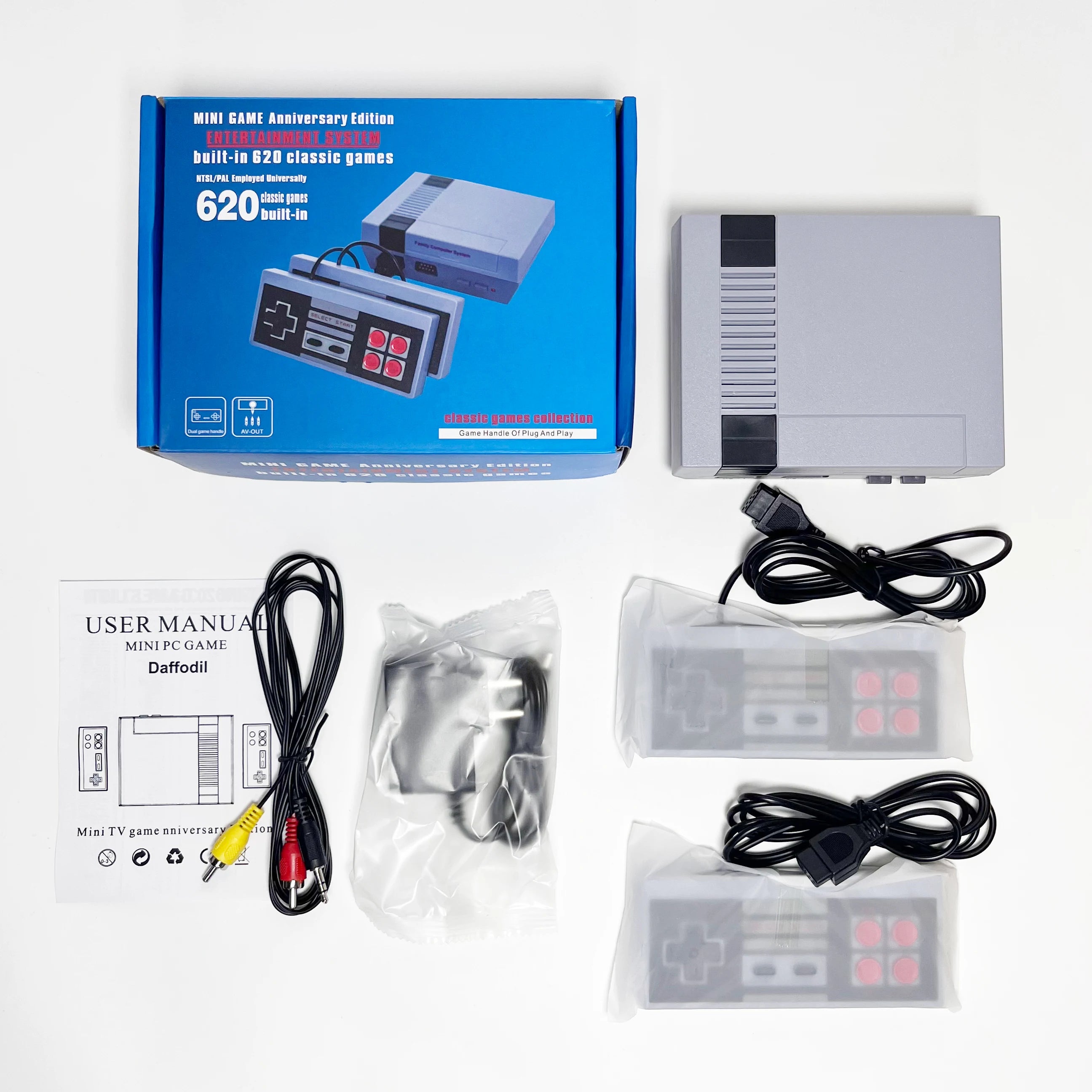 Retro NES Mini Style Game Console – 620 Built-In Games | Classic TV Console with USB Power