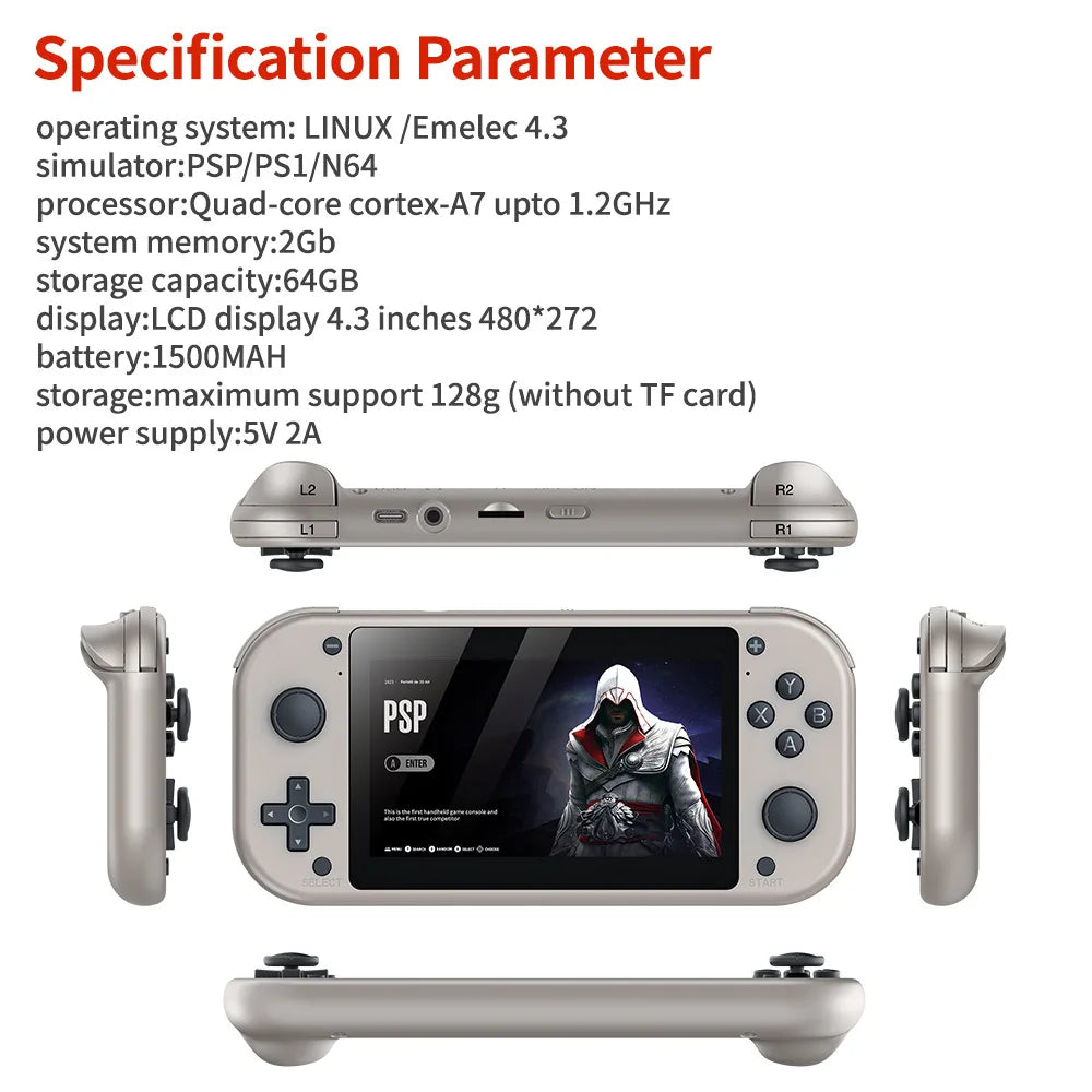 M17 Retro Handheld Game Console – 128GB | 4.3" Screen | Open-Source Linux System